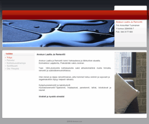anskun.com: Anskun Laatta Ja Remontti
Anskun Laatta ja Remontti tarjoaa kylpyhuoneremontteja ym. laatoitustöitä, sekä huoneistoremontteja, mm. tapetoinnit, maalaukset, paneloinnit, lattioiden asennukset, listoitukset ja saunat. Varkaudessa ja lähialueilla.