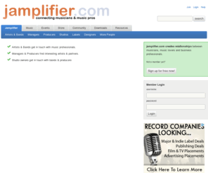 jamplifier.com: Jamplifier - a site for Musicians and the Music Business
Get connected to musicians, producers and record labels. Promote your music. A site for musicians and the music business.
