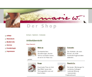 marie-w.net: Shop-Übersicht - Artikel - marie w. - Online-Shop
Shop-Übersicht - 