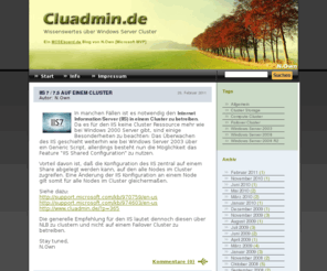 cluadmin.biz: Cluadmin.de: Windows Cluster Blog
Ein Blog zum Thema Windows Failover Cluster von N.Own [MVP Windows Server - Clustering]