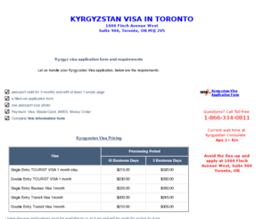 kyrgyzstanvisatoronto.com: Kyrgyzstan visa Toronto - Kyrgyz visa application
Kyrgyzstan visa in Toronto. Application forms, processing time and price