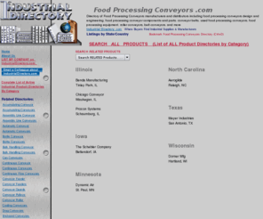 foodprocessingconveyors.com: Food Processing Conveyors .com - Food Processing Conveyors Directory of Manufacturers & Suppliers
Food Processing Conveyors manufacturers and distributors directory including food processing conveyors design and engineering, food processing conveyor components and parts, conveyor belts, roller conveyors, belt conveyors, used food processing conveyors, food processing equipment, and more