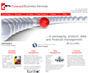 foxwood.biz: Supply Chain Consultants - Foxwood
Reusable Packaging (RTP), Warehouse Management, Database Development and Financial Services: from Foxwood, a leading supply-chain consultancy.  Foxwood provide a range of services for business enhancement including asset management using their proprietary system - Kontrol.