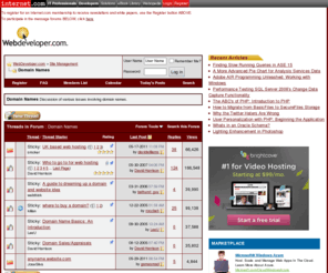 domain-notes.com: Domain Names - WebDeveloper.com
Discussion of various issues involving domain names.
