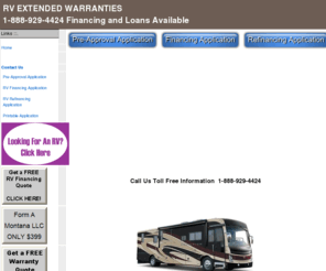 rv-extended-warranties.com: RV EXTENDED WARRANTIES 1-888-929-4424
The nations leading Original Online RV Guide for warranties, providing the largest resource on the internet for RVers including RV Warranties, RV Manufacturers, Classified Ads, Insurance, Financing.