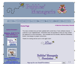 sew-bubbles.com: Bubbles' Menagerie, Ltd. :: Home Page
Bubbles' Menagerie, Ltd., a machine embroidery website featuring free embroidery designs and buzzedit tools software, designs, and instructions.