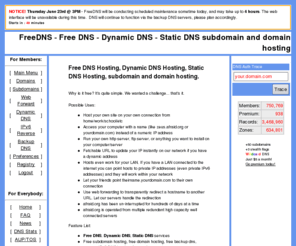 cikaco.com: FreeDNS - Free DNS - Dynamic DNS - Static DNS subdomain and domain hosting
Free DNS hosting, lets you fully manage your own domain.  Dynamic DNS and Static DNS services available.  You may also create hosts off other domains that we host upon the domain owners consent, we have several domains to choose from!