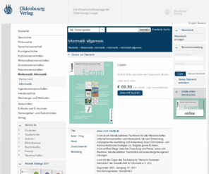 i-com-media.com: i-com | Oldenbourg Verlag
www.i-com-media.de i-com ist ein interdisziplinäres Fachforum für alle Wissenschaftler, Unternehmenspraktiker und Interessierte, die sich Entwicklung, nutzergerechte Gestaltung und Anwendung neuer Informations- und Kommunikationstechnologien zur Au