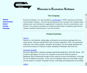 econotron.com: Econotron Software - Econometric and simulation software
Econotron leading developer of software for economists and scientists in industry, government, and academia.