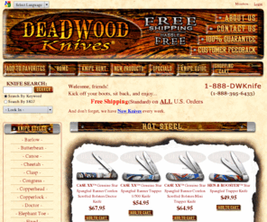 dwknives.com: Deadwood Collectable Knives
Deadwoodknives offers a great selection of knives such as case stag knives, hen and rooster knives and stockman knives.