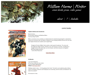 williamharms.com: William Harms | Writer
The official website for award-winning video game and comic book writer William Harms, creator of Impaler, 39 Minutes, and Dead or Alive.