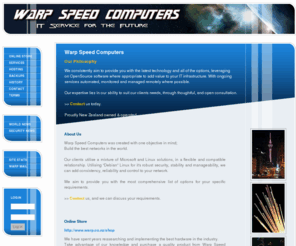 warp.co.nz: Warp Speed Computers
Web Hosting, Business Support, Backup Solutions