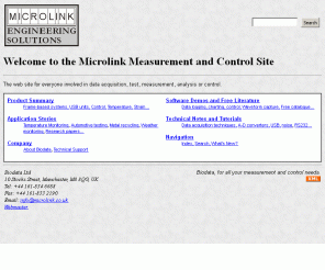 microlink.co.uk: Microlink PC-Based Measurement and Control Systems
Microlink Measurement and Control Systems for data acquisition, test, measurement, analysis and control. Includes comprehensive information explaining how to make measurements using a personal computer.