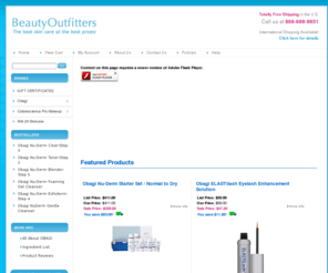 obagi-for-sale.com: Beauty Outfitters - Obagi for less
Beauty Outfitters, formerly Obagiforless.com, offers great prices on Obagi, colorescience, and Nia24 beauty products. The best skin care products at the best prices