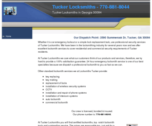 tuckerlocksmiths.com: Tucker Locksmiths
Reliable locksmith services by Tucker Locksmiths. 24 hour emergency locksmith service is available upon request. Call now: 770-881-8044.