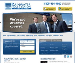 aircraftinjurylaw.com: Arkansas Personal Injury Lawyer | Little Rock Accident Attorney | Rainwater, Holt & Sexton | AR Lawsuits
Our Little Rock Arkansas personal injury lawyers and attorneys have successfully prosecuted personal injury claims and wrongful death claims arising from auto accidents, tractor-trailer accidents and train accidents.  We accept nursing home abuse claims and brain injury claims.