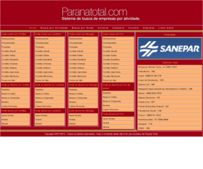 paranatotal.com: Lista Telefônica Empresarial do Paraná
Lista Telefônica Empresarial contendo: endereços, telefones e sites de empresas do Parana