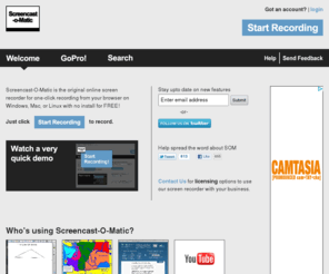 screenomatic.com: Screencast-O-Matic - Free online screen recorder for instant screen capture video sharing.
Online screen recorder for one-click recording on Windows, Mac, or Linux for free.