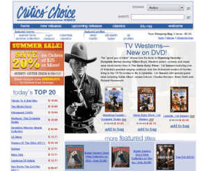 ccvideo.com: Critic's Choice Video
CCVideo.com offers over 98,000 movie titles on DVD and Blu-ray.  Classics, TV shows & hard to find DVDs.  Find any DVD available in the world!