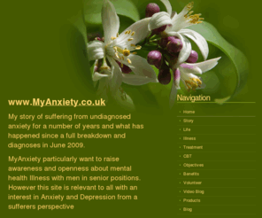 myanxiety.co.uk: My Anxiety story of anxiety depression
my anxiety or myanxiety website for sufferers of depression, anxiety and panic attacks from a sufferers perspective