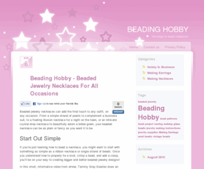 beadinghobby.net: » Beading Hobby – The Blog for Beading Hobbyists
Info to expand your love of beading: beaded jewelry designs, making earrings, bead loom patterns, jewelry making ideas, glass beads and vintage beads.