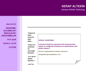 serapaltekin.com: Serap Altekin - Uzman Klinik Psikolog
Serap Altekin Uzman Klinik Psikolog Resmi Web Sitesi