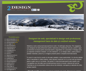 2design.ro: 2DESiGN - Web design Gheorgheni, optimizare web
Servicii de web design, optimizare web, web hosting si înregistrare domenii. Designeri de web, specializati in design web profesional, management baze de date si continut website.