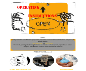 operatinginstructions.org: OPERATING INSTRUCTIONS
Operating Instructions is the home for collaborative art projects by Dee Hibbert-Jones and Nomi Talisman