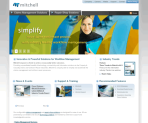 mitchell.com: Mitchell | Integrated Management Solutions for Insurance & Repair Shops
Mitchell International, Inc. empowers clients to achieve measurably better outcomes. Providing unparalleled breadth of technology, connectivity and information solutions to the Property & Casualty claims and Collision Repair industries, Mitchell is uniquely able to simplify and accelerate the claims management and collision repair processes.