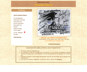 phantomranch.net: Our Phantom Ranch (www.phantomranch.NET)
Dick Oakes and Carol Oakes family site including 3-D photos, b-westerns, beadwork, cross stitch, Denver dog parks, folk dance, and more!