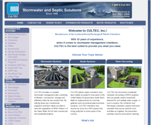 cultec.com: CULTEC, Inc. manufacturer of Contactor & Recharger Plastic Chambers
CULTEC, Inc. is the manufacturer of the Contactor and Recharger Plastic Septic and Stormwater Chambers. They may be used as subsurface retention or detention systems, as replacements for ponds, concrete structures or pipe and stone installations or as rep