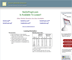 noonprop5.com: Ballot Measure Domain Names for Lease - NoOnProp5.com
Lease NoOnProp5.com and other quality domain names for your 2011 ballot measure campaign.