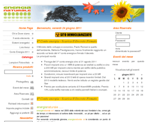 energianaturale.net: Energia Naturale
Commercio e istallazione, impianti e sistemi per lo sfruttamento delle energie rinnovabili. Pannelli solari termici e fotovoltaici, sonde geotermiche, generatori eolici, miniturbine idroelettriche, Saint Gobain, Solar Pro Partner, Sunlap, Sunstyle, eclipse, E18, E19, Sunpower, Istarsolar, Rec solar, Is4000p, Sma, Tripower, Ariston, Citrin Solar, Nuos, sito denuclearizzato, en