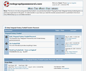 telegraphpassword.com: Daily Telegraph Fantasy Football Transfer Password - Index
Daily Telegraph Fantasy Football Transfer Password - Index