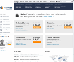 leaseweb.com: LeaseWeb offers Dedicated Hosting, Colocation, Enterprise and Cloud Solutions
LeaseWeb is an  industry leader in hosted IT infrastructure, specialized in dedicated hosting, colocation, enterprise and cloud solutions.