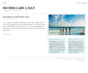 500-dollars-a-day.com: 500-Dollars-a-Day.com | 500 dollars a day | 500 dollars | dollars
Information on 500 Dollars a Day