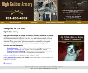 shelbyvillegunsmith.com: Gun Shop Shelbyville, TN - High Caliber Armory
High Caliber Armory provides high quality firearms, ammunition, and gear to Shelbyville, TN. 10% Off Our Hourly Rates For New Customers! Call 931-205-4332.