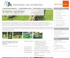 garten-der-engel.org: Bestattungsgärten.de - Garten der Engel
Bei der Planung der Bestattungsgrten Kln ist es uns ein besonderes Anliegen, auch die Bedrfnisse der Eltern verstorbener Kinder zu bercksichtigen. Daher wurde frhzeitig ein ca. 100 m groer Teilbereich zurck gestellt, um dort gemeinsam mit den Betroffenen eine wrdevolle und intime Sttte fr Trauer und Erinnerung gestalten zu knnen. Im Rahmen eines Gestaltungswettbewerbs unter Steinmetzen und freien Knstler soll bis Frhjahr 2010 ein Entwurf fr eine zentrale Gedenksttte unter dem Titel Zu frh gestorben geschaffen werden. Entsprechend wird auch die Form und Gre der Einzelgrabmale festgelegt. Gre der Grabstelle Kindergrab 1,60 m x 0,80 m (10 Jahre Nutzungsrecht) Fr&uu...