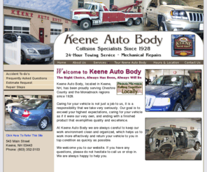 keene-autobody.com: Keene Auto Body, 24-Hour Towing, Mechanical Repairs, NH
Keene Auto Body, located in Keene, NH, has been proudly serving Cheshire County and the Monadnock regions since 1928.