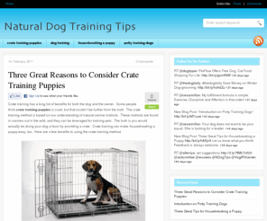 naturaldogtrainingtips.com: Natural Dog Training Tips | Natural dog training methods to help with housebreaking a puppy, feeding puppies, crate training puppies, and more.
Read about forming a natural, strong relationship with your canine companion. Learn about housebreaking a puppy, feeding puppies, and more!