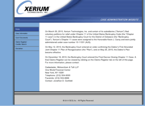 xeriuminfo.net: 
Xerium Technologies, Inc. Case Administration