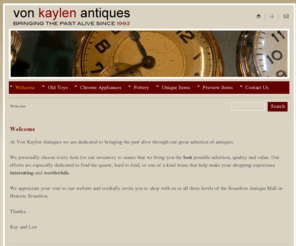 vonkaylen.com: Von KayLen Antiques - Welcome
Von Kay Len Antiques is your Georgia dealer for simply the best treasures of yesteryear. Bringing the past alive since 1993.