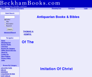 beckhambooks.co.uk: Welcome to Beckham Books
Beckham Books specialises in antiquarian books especially theology, bibles and religion as well as an interesting selection of ephemera and unusual religious items