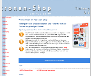 patronen-shop.ch: Drucker und Kopierer: billige Tintenpatronen, Druckerzubehör und Verbrauchsmaterial für diverse Modelle
Discounter für billige Tintenpatronen, Druckerzubehör und Verbrauchsmaterial für Drucker und Kopierer