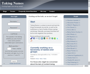 takingnames.info: Taking Names
Tracking all the idiots and crazies who have said and done things that need to be remembered forever.