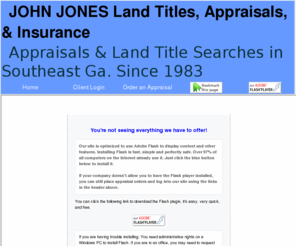 jlta.net: Home - Jones Land Title, Appraisals and Insurance Metter GA
Jones Land Title, Appraisals and Insurance specializing in residential and commercial GA Real Estate Property Appraisals.