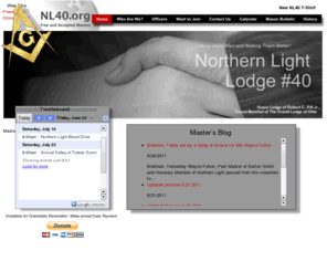 nl40.org: Northern Light Lodge, Maumee Ohio
Northern Light Loge #40, Maumee, Ohio