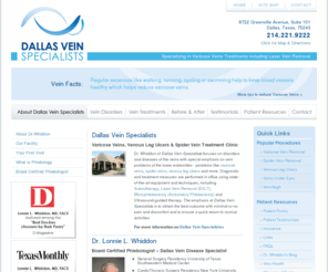 southlakeveinclinic.com: Dallas Varicose Veins, Spider Veins and Venous Leg Ulcer Specialists
Dallas Vein Specialists is a state-of-the-art vein treatment clinic in Dallas Texas. Specializing in the diagnosis and treatment of Varicose Veins, Venous Leg Ulcers and Spider Veins. To schedule an appointment with Dr. Whiddon, call 214.221.9222