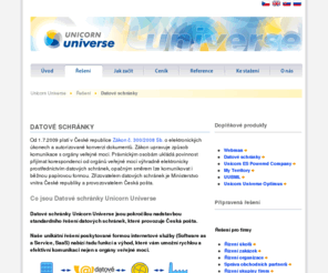 mojedatoveschranky.com: Datové schránky (Unicorn Universe)
Datové schránky Unicorn Universe jsou pokročilou nadstavbou standardního řešení datových schránek, které provozuje Česká pošta.