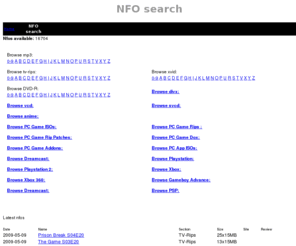 nfo-search.com: NFO-search, the .nfo database
Database with NFO files.